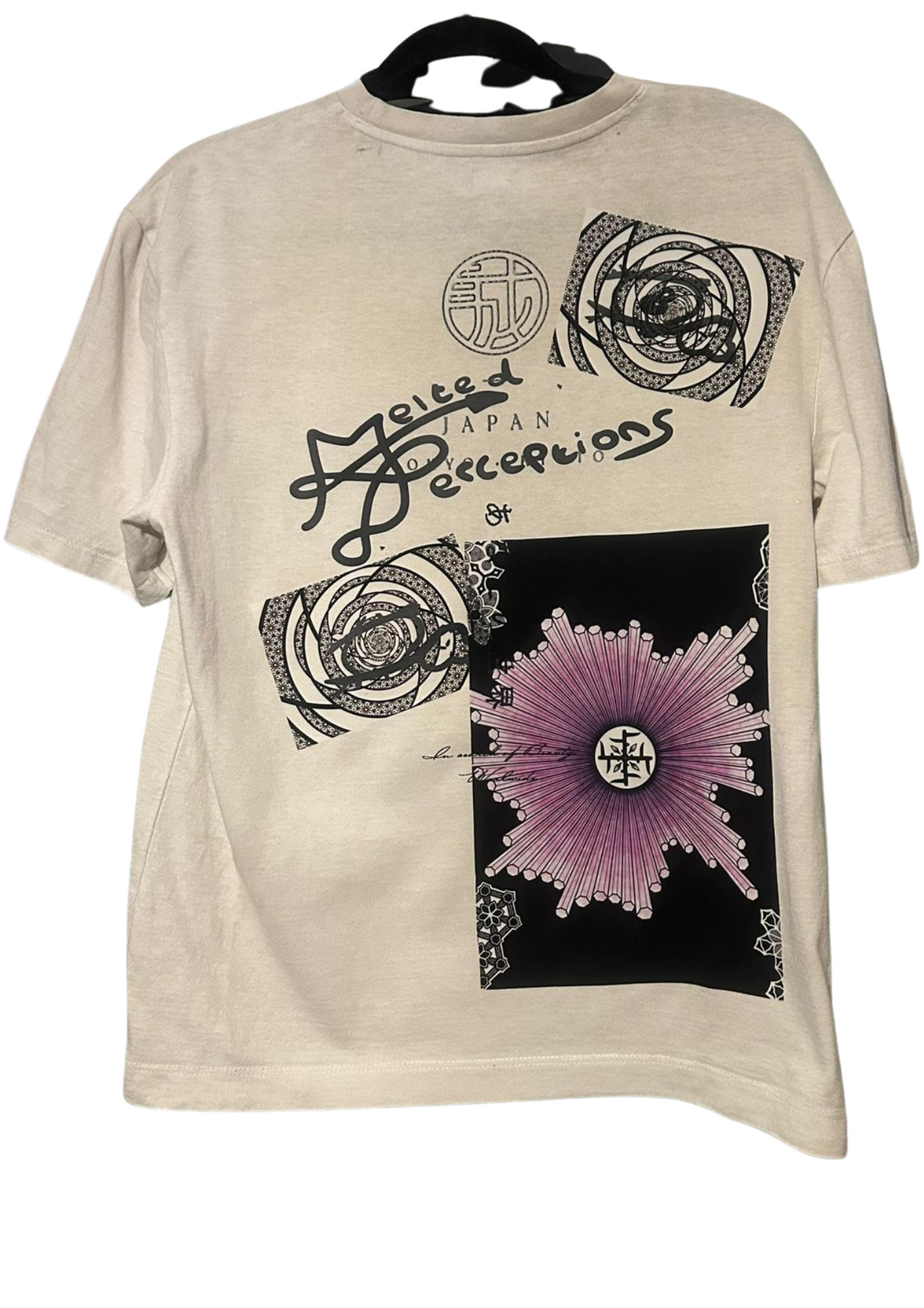 Cream tee with Japan-inspired Melted Perceptions graphic
